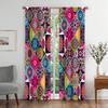 2PCS Bohemian plaid curtains with pole bag design   protecting privacy   suitable for various decorative scenes