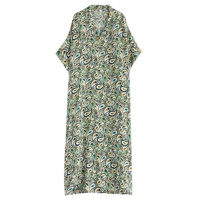 Summer V-neck Large Size Loose Literary Vacation Style Dresses