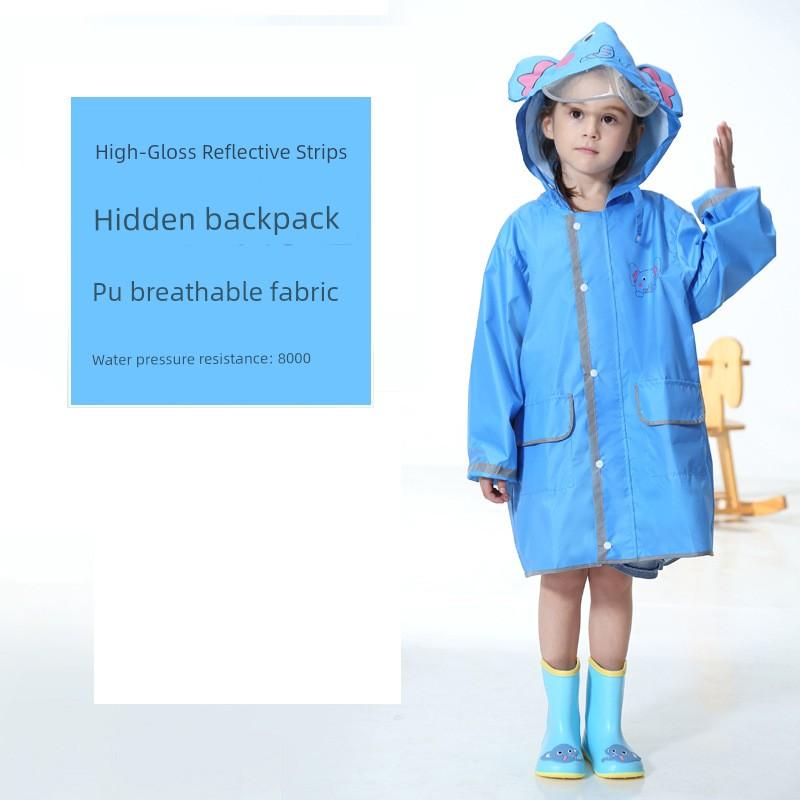 Kinderregenschutz Baby-Regenmantel Jungen Mädchen Kindergarten-Regenponcho Grundschüler Cartoon-Regenmantel mit Rucksack Weltraum und großem Schirm