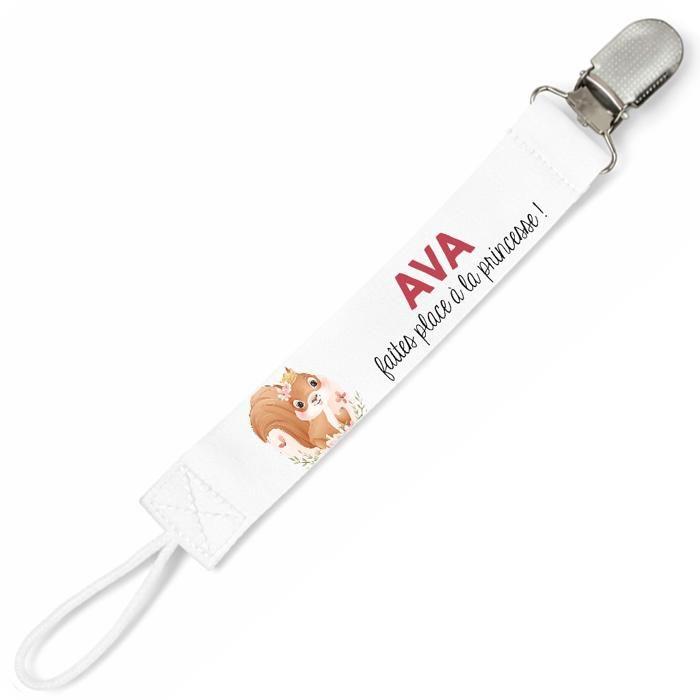 Planetee Attache tétine pour prénom AVA faites place a la princesse | Attache sucette cadeau naissance