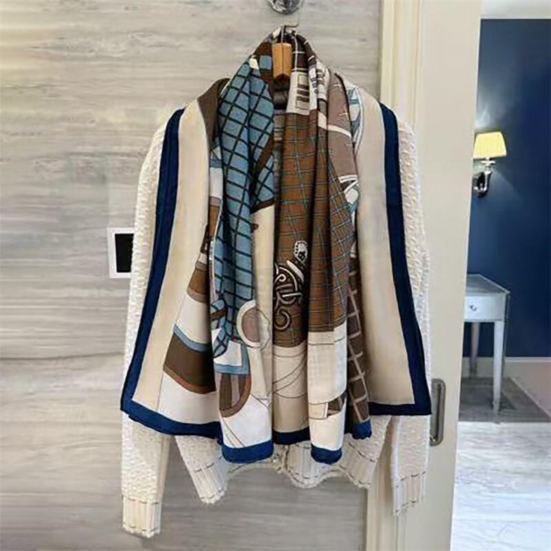 NINA SOLOR Silk Wool Square Scarf & Shawl