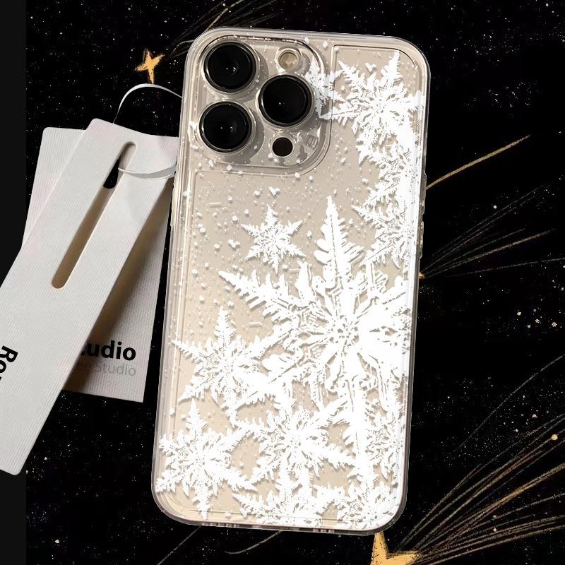 Grafický kryt na telefon se sněhovou vločkou pro iPhone 16 15 14 13 12 11 x XR Xs SE2 SE 8 7 plus pro Max mini TPU zadní kryt