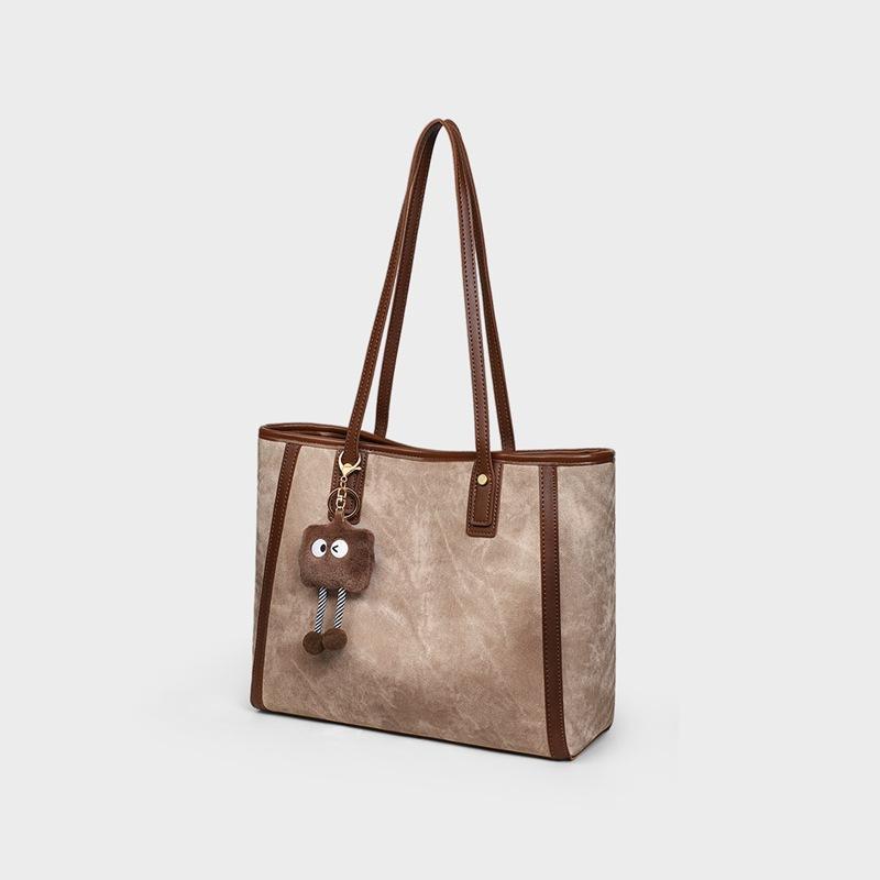 Tote Bag High Sense Large Capacity Shoulder College Student Commuting Leather Women'S Bag Luggage