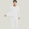 Solid Color Double-Sided Brushed Warm Base Layer Set for Women & Men - Round Neck Top & Pants for Autumn