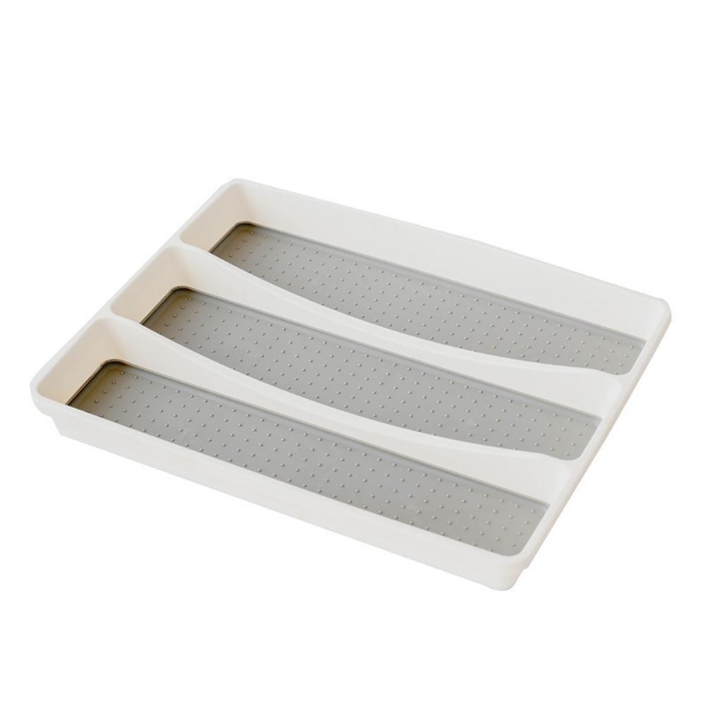 3 Compartments Utensil Organizer Tray Non-Slip Flatware Organizer  Kitchen Drawers