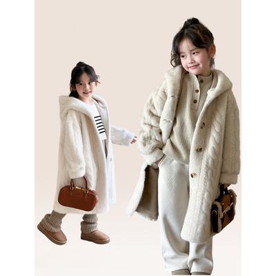 Girls Fur Coat Baby Thickened Mink Velvet Environmental Fur Coat Children's Winter Coat