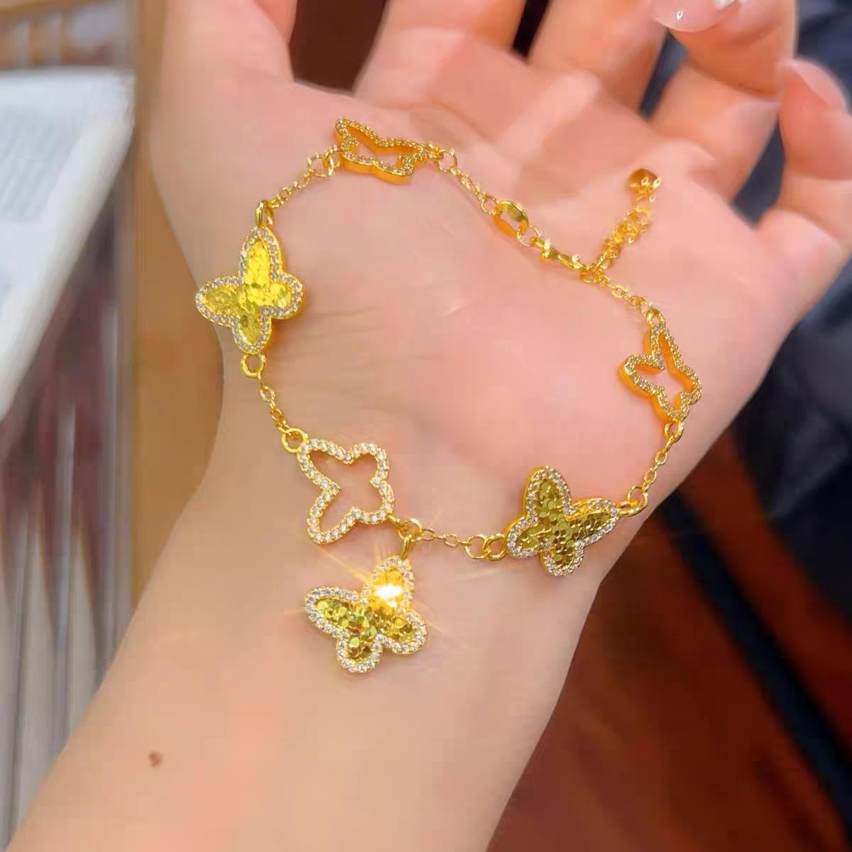 Золотой Ажурный Браслет-Бабочка «Дробленый Лед» - Роскошный Подарок на Циси