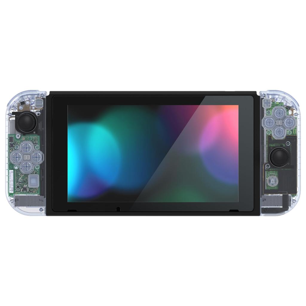 Carcasă de schimb personalizată DIY pentru placa din spate eXtremeRate pentru consola Switch realizată din carcasă transparentă a controlerului cu mâner pentru un set complet de butoane
