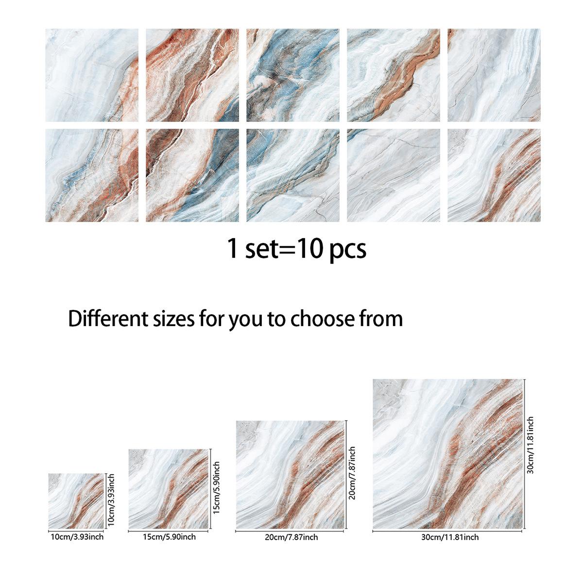

10 шт., серо-белые красочные наклейки на мраморную плитку, кухонный шкаф, ванная комната, домашний декор, самоклеящиеся хрустальные твердые пленки, художественные наклейки на стены 30cm×30cm×10pcs