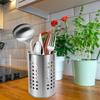 Stainless Steel Kitchen Utensil Holder Flatware Cylinder Silverware Draining Organizer Drying Rack with Round Drain Holes for Forks, Knives, Spoons,