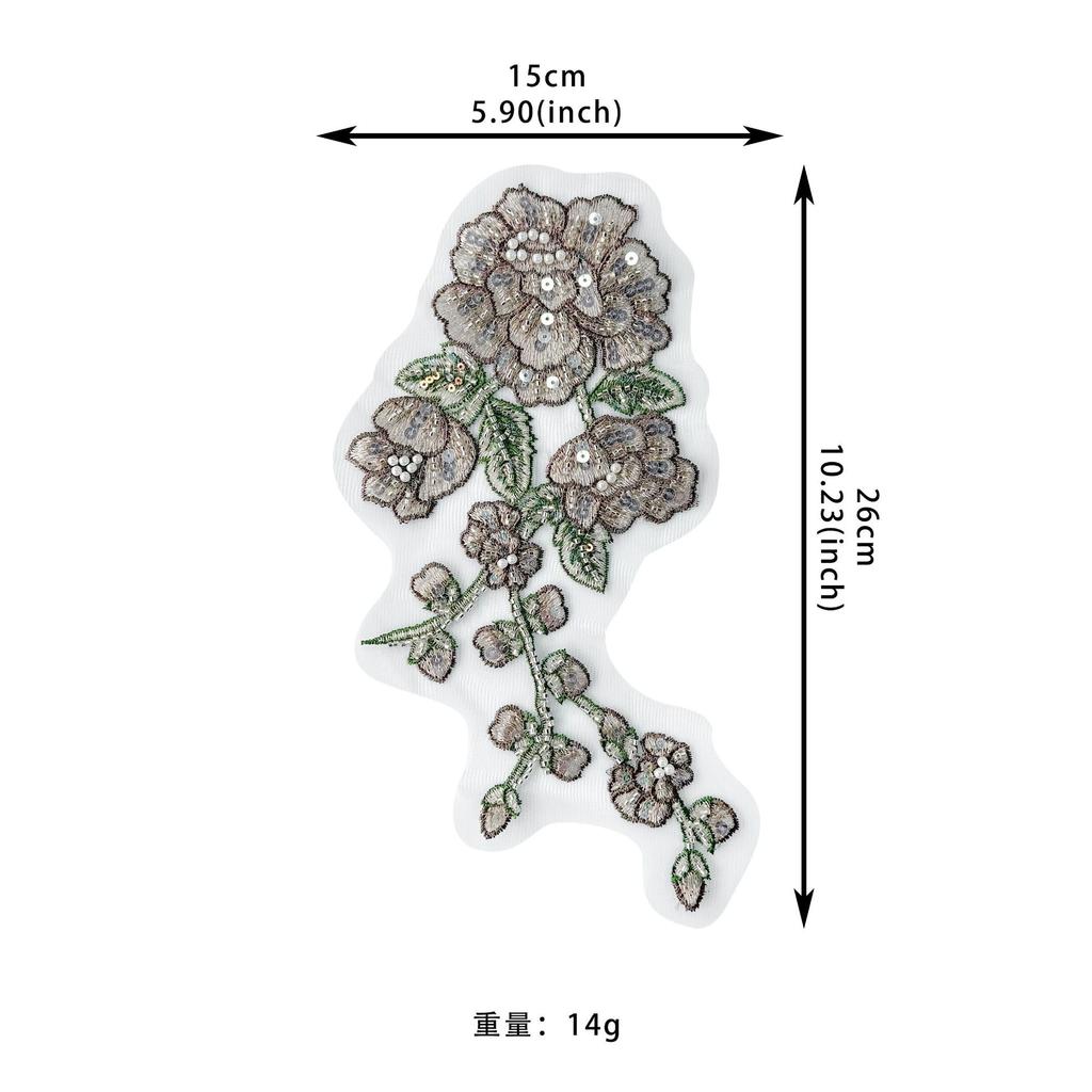 Color Embroidery Beads Three-Dimensional Flower Applique Decorative Cheongsam Dress Top Accessories Cloth Stickers Accessories