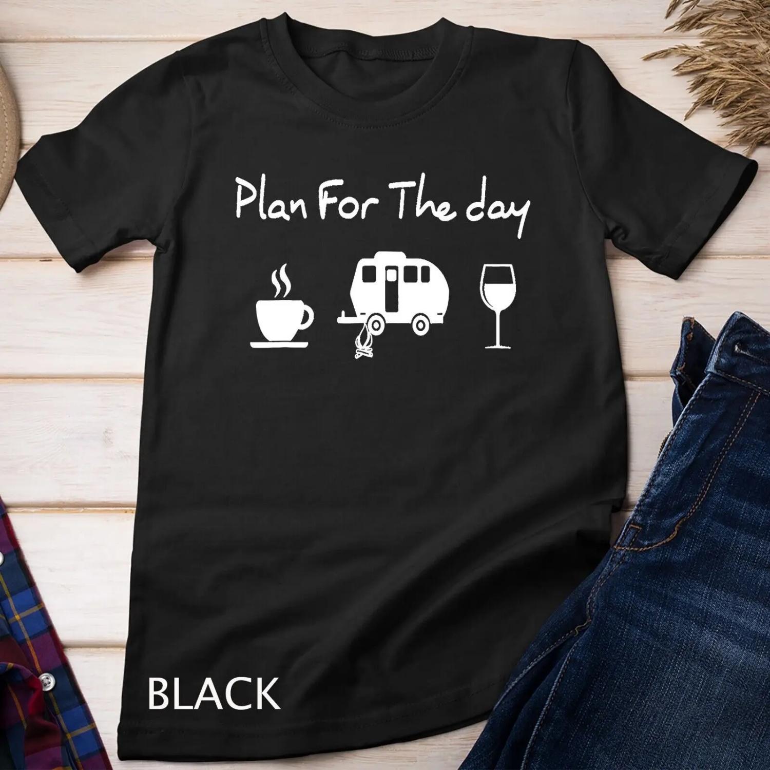 

Plan For The Day Coffee Camping Wine T shirt S чёрный