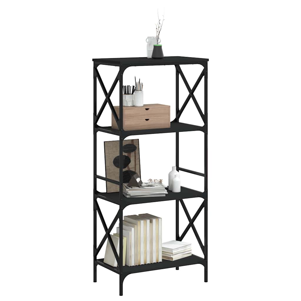 Bookshelf 4 Shelves Black 59 X 35 X 132 Cm Engineered Wood
