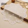 French Style Kitchen Table Accessories Retro Lace Placemat White Floral Doilies Embroidered Mat Cream Decorative Placemat Sheer Mesh Doily for Tea