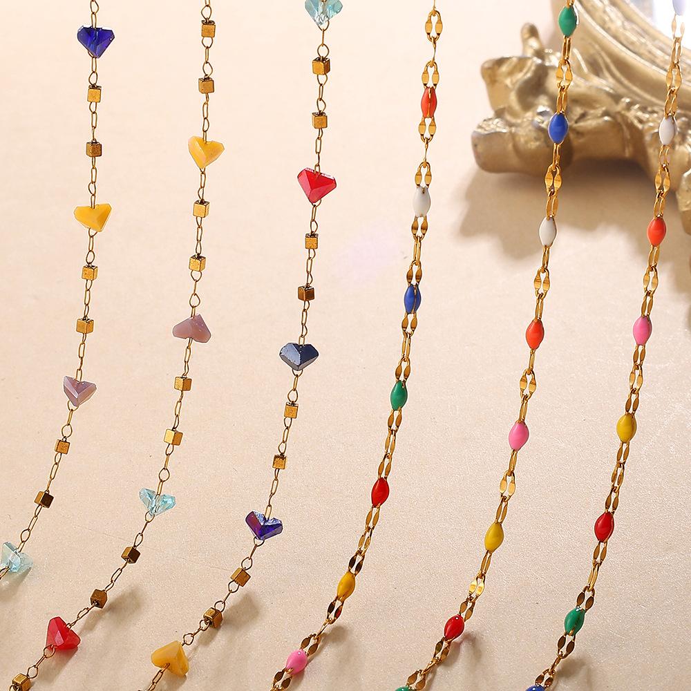 Popular Neck Chain Stainless Steel Plated 18K Gold Crystal Necklace Female Niche Design Clavicle Chain