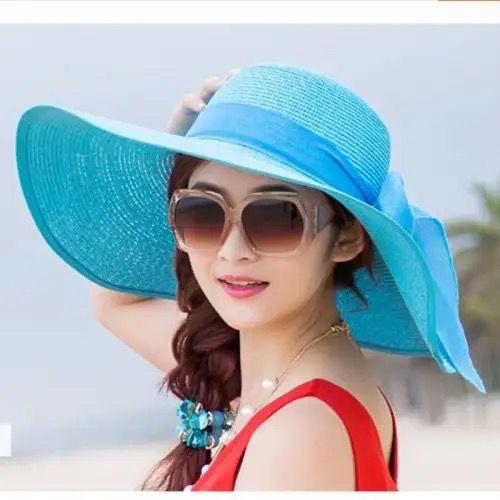 Beach Straw Hat Summer Seaside Extra Large Brim Sun Hat Sun Protection Holiday Hat Foldable Sun