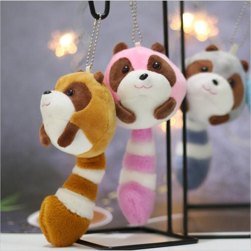 Süßes kleines Waschbär-Plüschtier mit sonderbarem Schwanz, gefüllte Puppe, Schultasche, Anhänger, Schlüsselanhänger, Puppe, 18 cm
