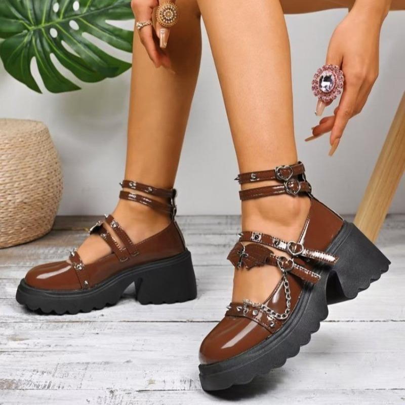 Rock Spice Girl Small Heeled Heightened Punk Diablo Platform Small Leather Shoes 2025 New Summer