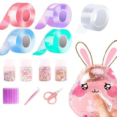 Bunte Blasen Doppelseitiges Klebeband Doppelseitiges Klebeband Set (mit Werkzeugen) DIY Basteln Kinderspielzeug Klebstoffe Dichtstoffe Eisenwaren Zuhause