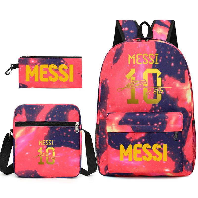Large Capacity Schoolbag with Shoulder Strap; Student Three-piece Pencil Case Set