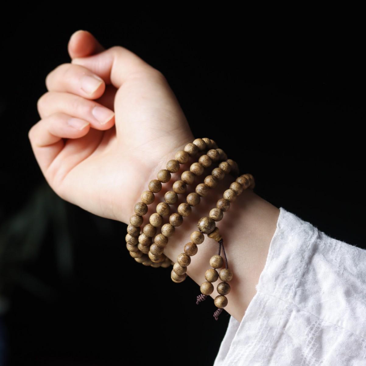 Middle Eastern Agarwood Bracelet with 0.6mm Round Beads - Buddhist Bead Bracelet 6mm