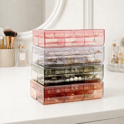 2 Layers Jewelry Storage Box Transparent Dust-proof Desktop Jewelry Case Space Saving Large Capacity Necklace Storage Case
