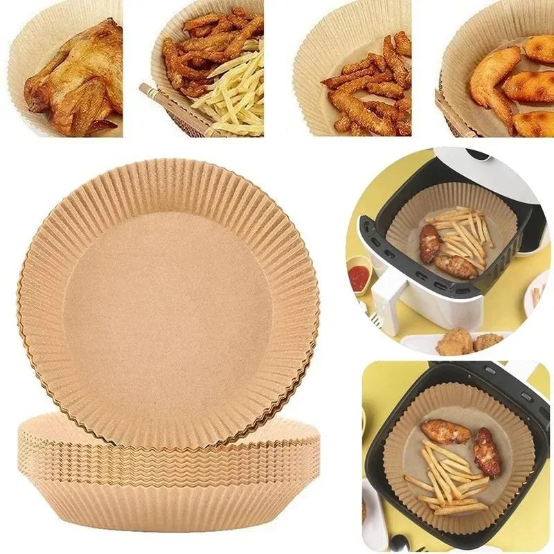Air Fryer Disposable Non - Stick Round Paper Baking Mats 16/20cm, 50pcs Kitchen tools AirFryer Baking Accessories