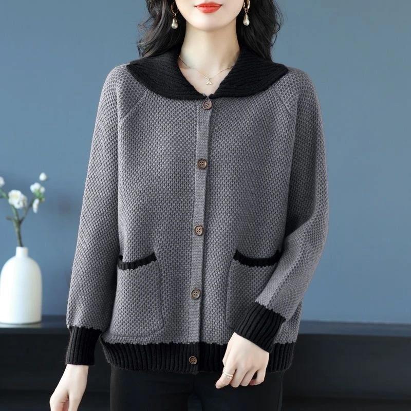 Pullover Mantel Strickjacke für Damen Herbst Winter Große Größe Einfarbig Locker Langarm Strickpullover Mantel