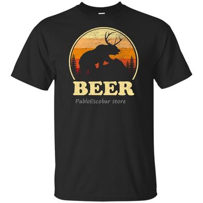 Bear Deer Funny Beer Retro Vintage TShirt Short Sleeve S 2Xl Retro Tee Shirt Men Brand Tshirt Summer Top Tees