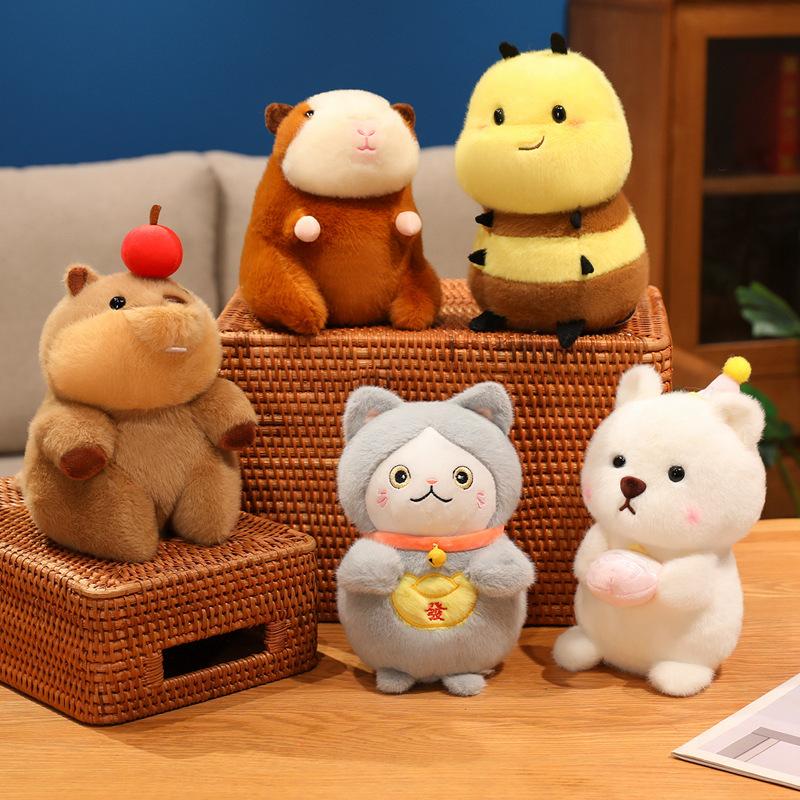 Cute Animal Series Doll Cake Bear Joke Bear Lucky Cat Groundhog Bee Flying Pig Doll Stuffed Animal Plush Toy Classic Gift