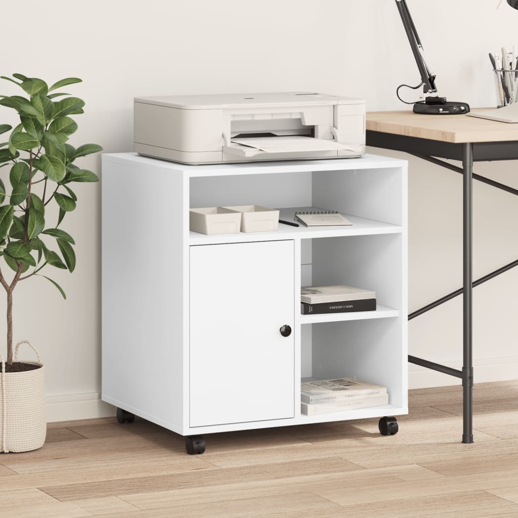 Vidaxl Printer Stand, With Wheels, White, 60X50X67 Cm