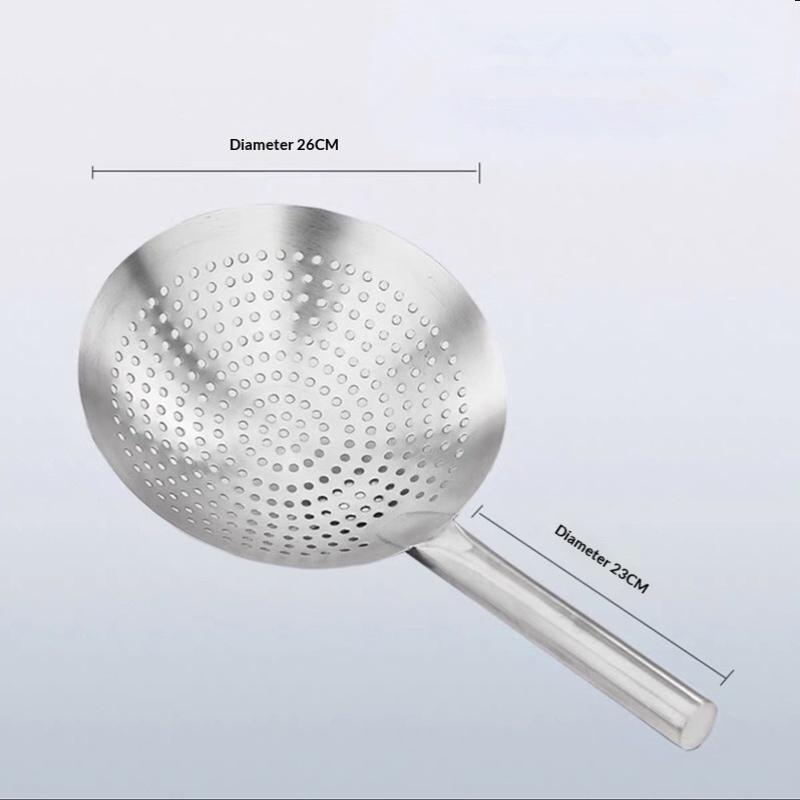 Cooking Made Easy with Stainless Steel Skimmer Spoon Mesh Design for Noodle Dumpling Straining Long Handle
