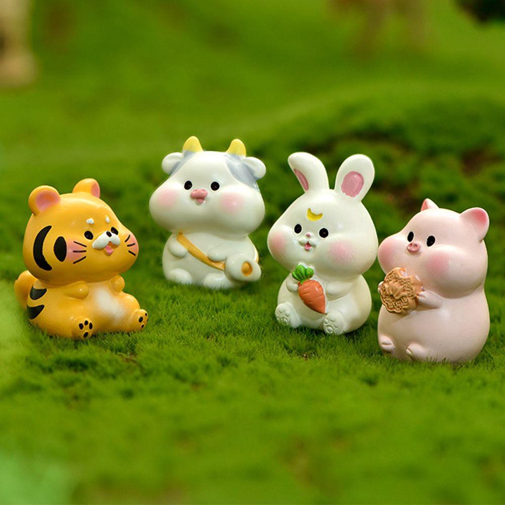 Cute Desktop Statues DIY Zodiac Figurine Tiger Miniature Micro Landscaping For 2025