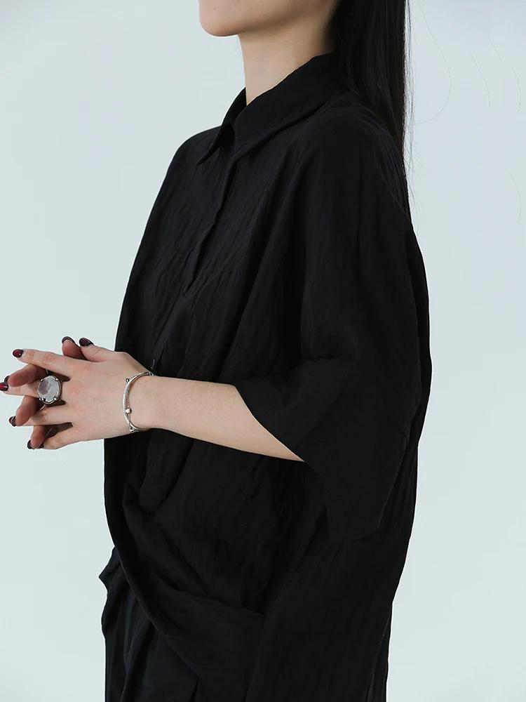 XITAO Loose Half Sleeved Turn Down Collar Shirt HQQ1046