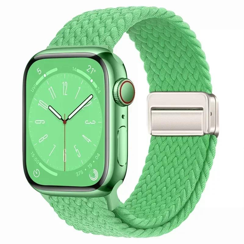 Nylon Braided Loop Strap for Apple Watch Ultra2 49mm 9 8 7 45 41mm Metal Magnetic Bracelet Wristband for 6 5 4 3 SE 44 40mm Band