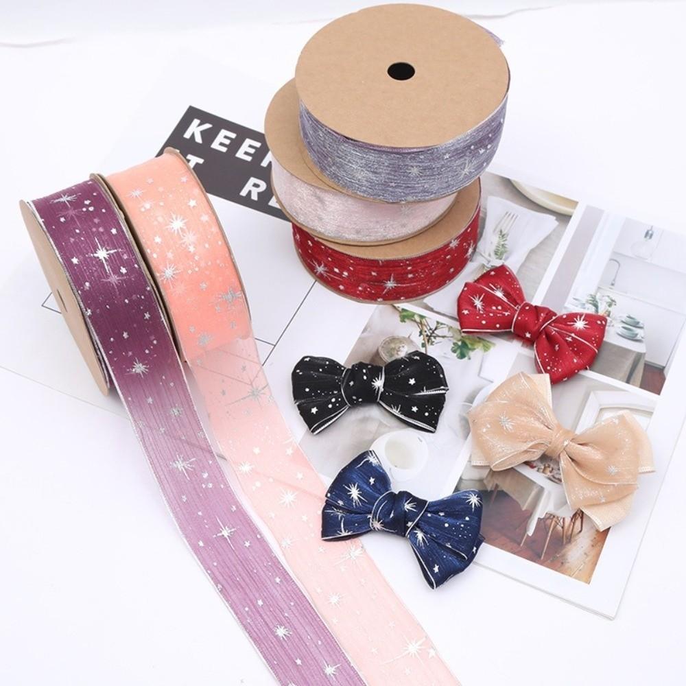 25mm Width Starry Sky Ribbon Organza Wedding Party Ribbon Gift Bouquet Wrap Ribbon  Cake Decoration
