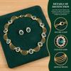 Gold-Tone Gemstone Necklace Set Geometric Statement Jewelry Set Earring Matching Set  Women