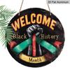 2D Flat, Black History Month Wall Sign - Vintage Fist & Pan-African Flag Metal Wall Art, Perfect for Home Decor, Kitchen, Porch Decoration, School