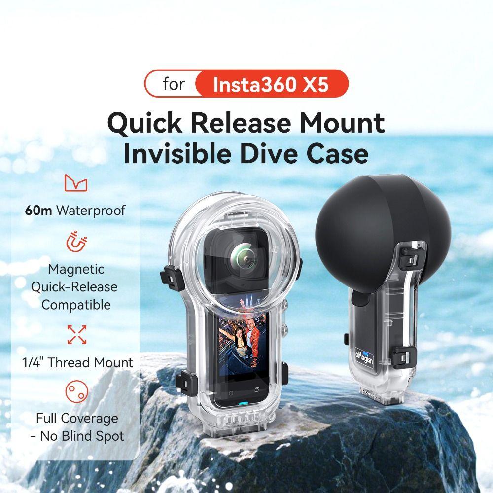 60M Invisible Dive Case Hard Underwater Diving Shell for Insta360 X5 Action Camera Accessories