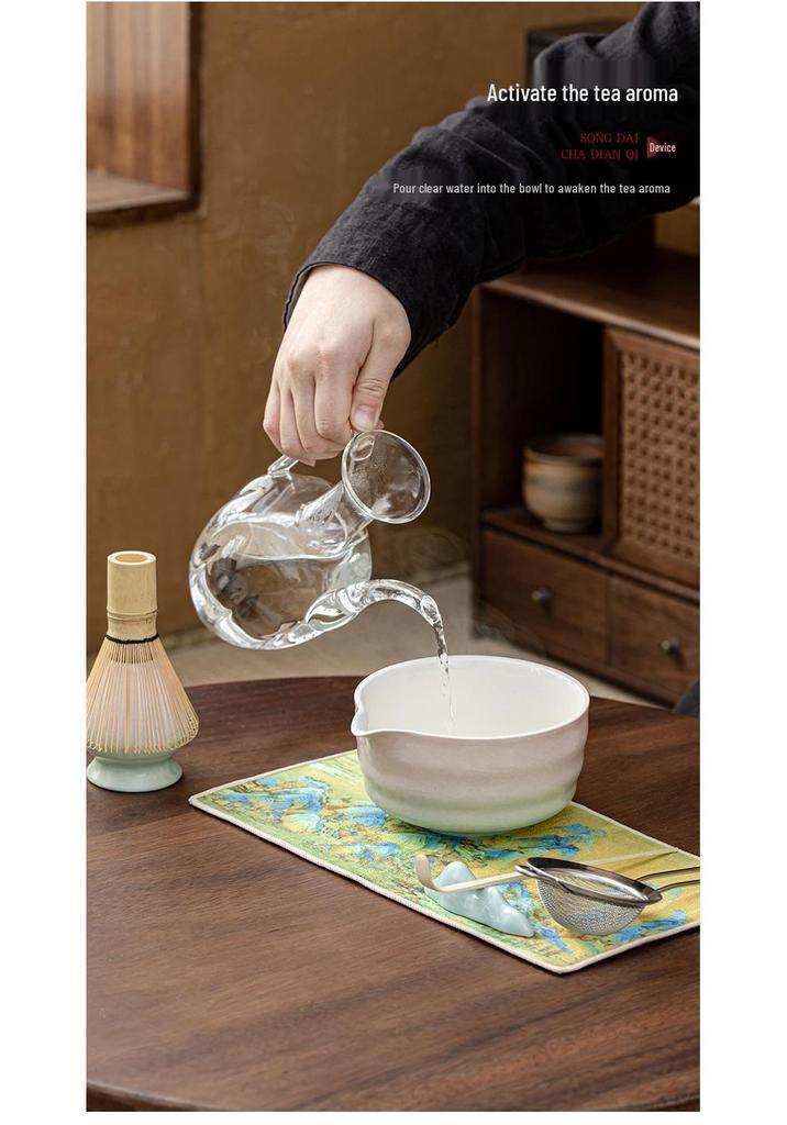 Japanese Ceramic Matcha Bowl & Bamboo Whisk Tea Set - Song Dynasty Tea Ceremony Gift Box