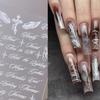 Black And White Letter Words Nail Stickers - Angel Wings Letter Mixed Designs Holographic Y2K Nail Decals Simple Diy Nails Art