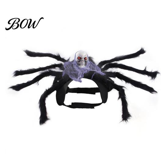 Pet Party Supplies for Dogs Spider Costume, Halloween Cat Outfit with Skull Face, Black Funny Apparel Holiday Cats Cosplay Photo Props Easy