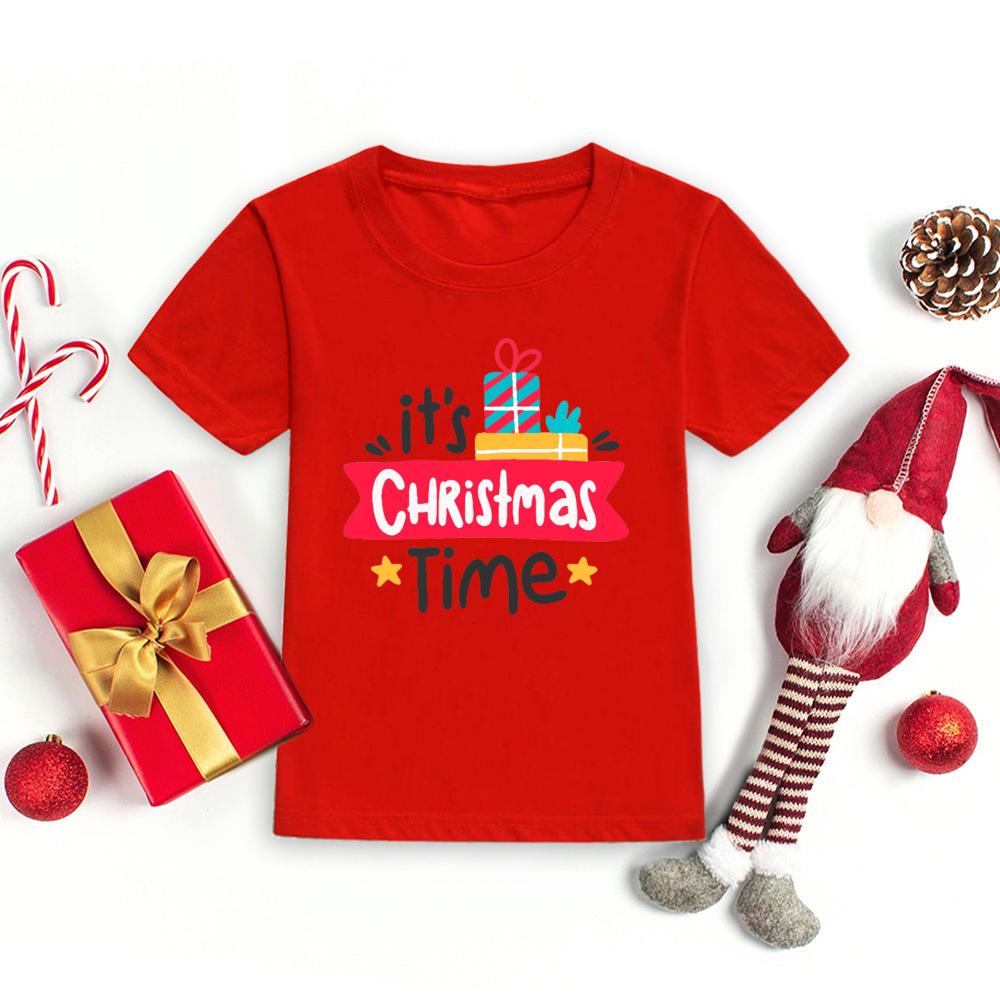Kids Christmas Shirt Clothes Santa Claus Deer Print Xmas Toddler T-shirt Christmas Party Child Outfits Xmas Holiday Gift T-shirt
