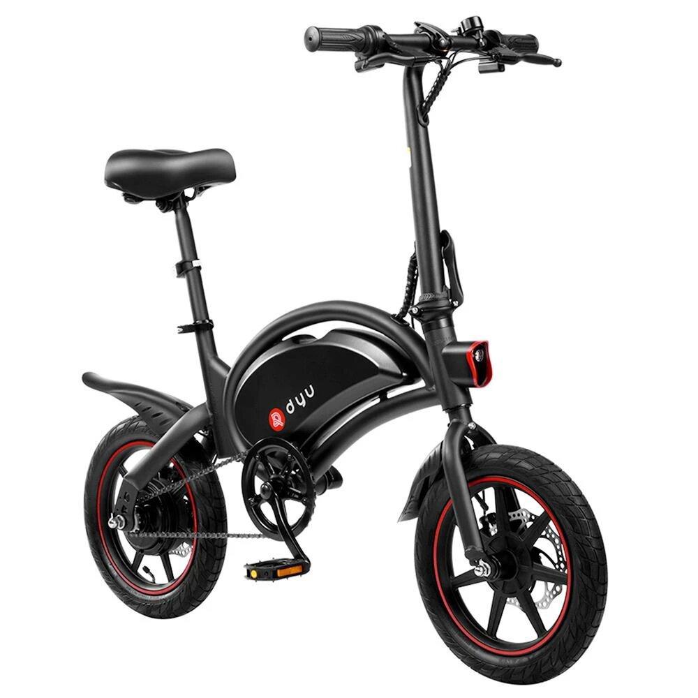 DYU D3F Electric Bicycle 14" Tire 250W Motor Mini City Electric Bike Top Speed 25Km/h Dual Disc Brakes 36V 10AH Foldable Black