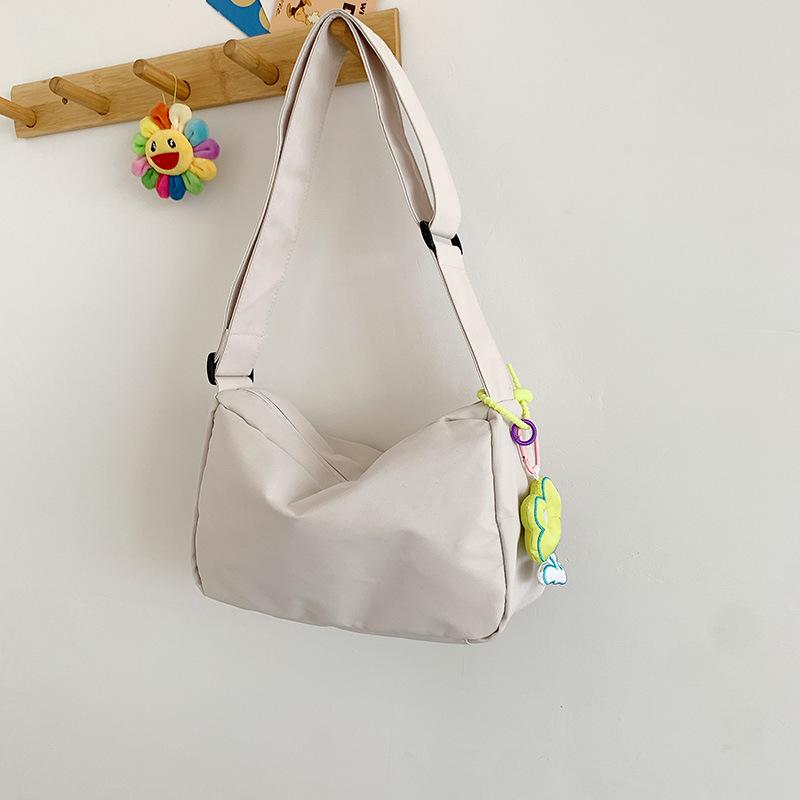 New Women's Messenger Bag Solid Color Simple Student Canvas Bag Large Capacity Fashion Casual Shoulder Mobile Phone Bag