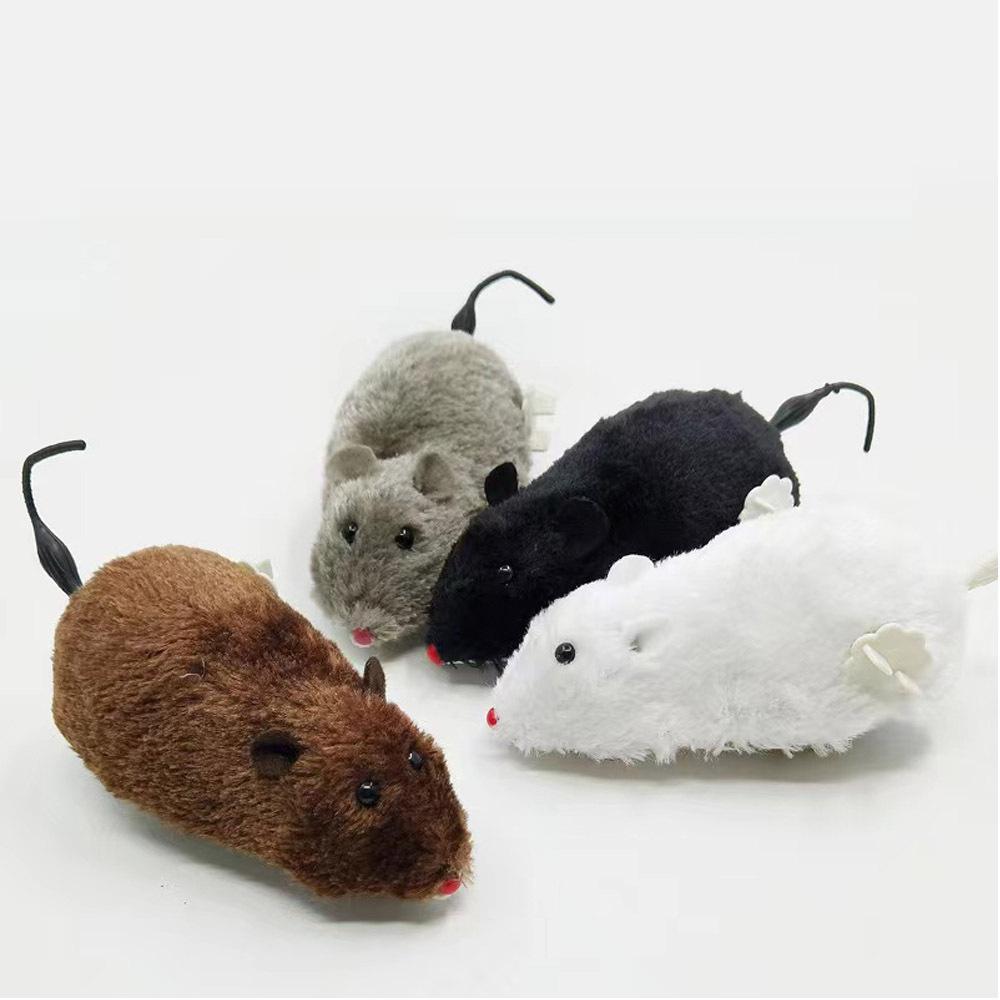 4-Color Interactive Cat Teasing Plush Mouse with Wagging Tail