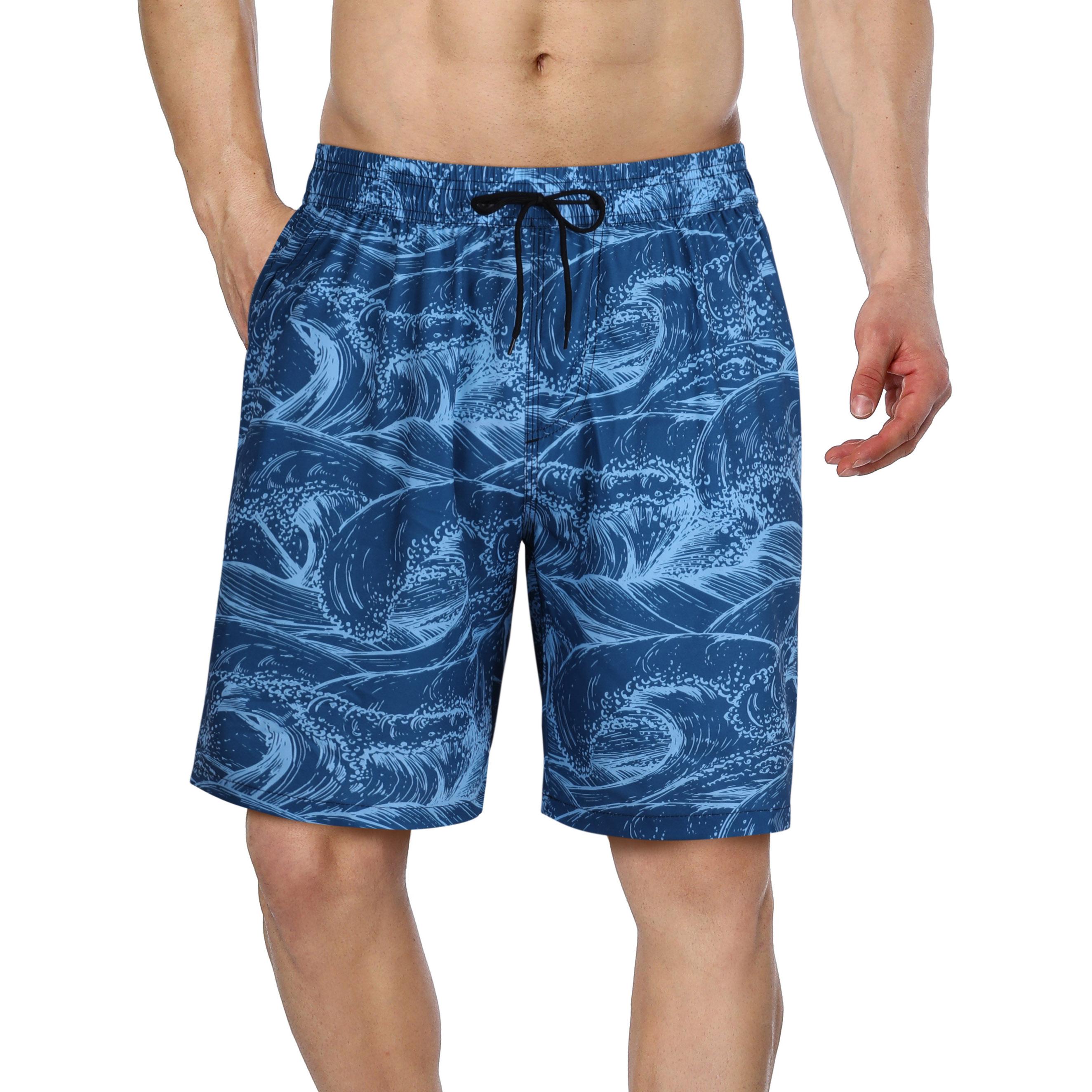 

CHARMLEAKS Men Swim Shorts with Side Pockets Quick Dry Board Shorts L темно-синього кольору