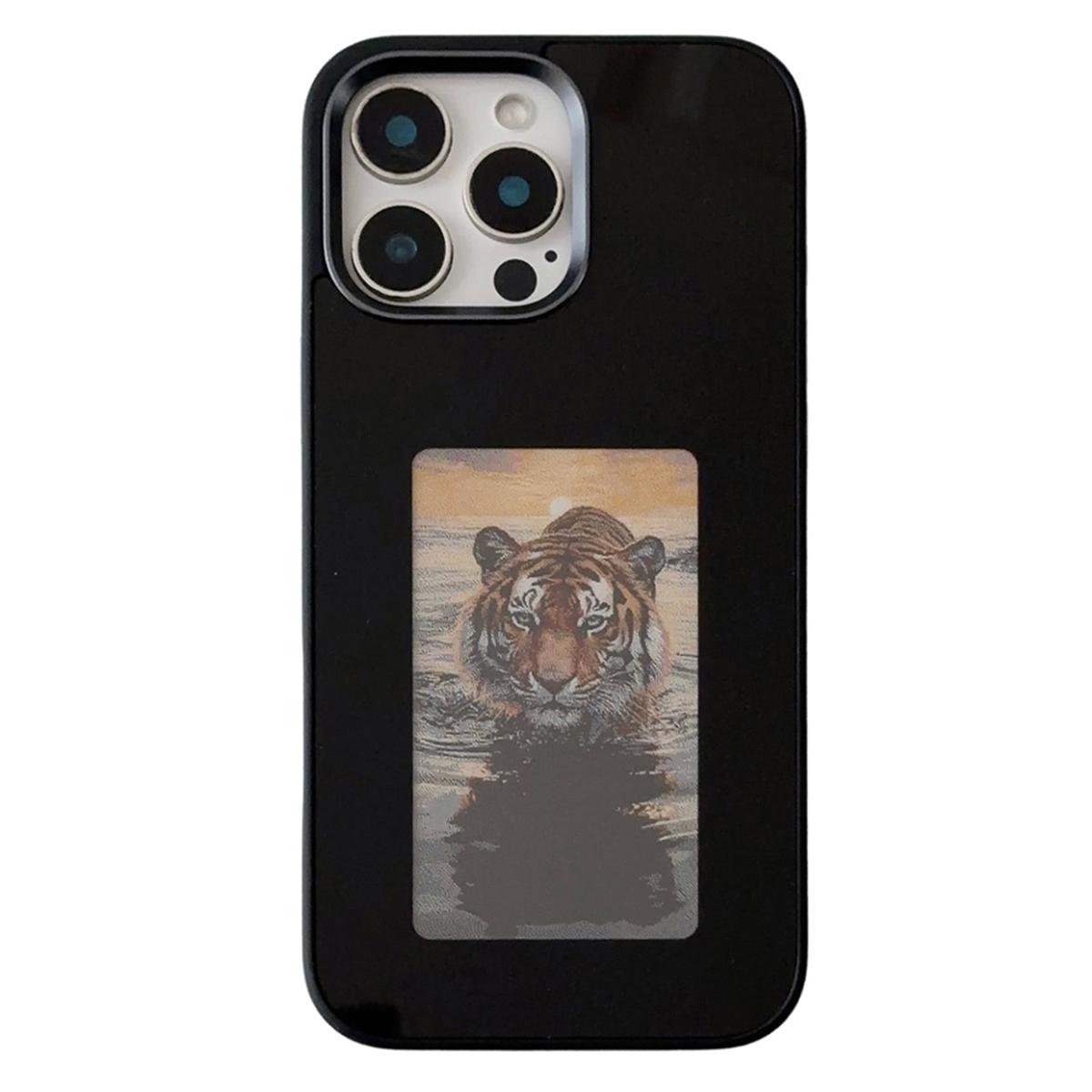 

For iPhone 16 Pro Max E Ink Phone Case 4-Color Screen,DIY Wireless NFC Photo Display Black
