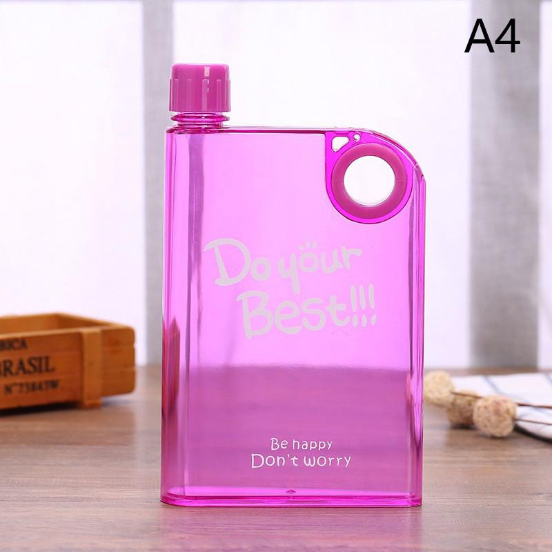 380Ml Transparent Flat Water Bottle Travel Bicycle Drinking Juice Cup Reusable Portable Plastic Bottles Bpa Free Sport Bottle