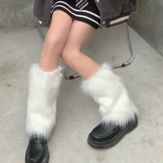 Faux Fur Fuzzy Leg Warmer for Women Girls Soft Plush